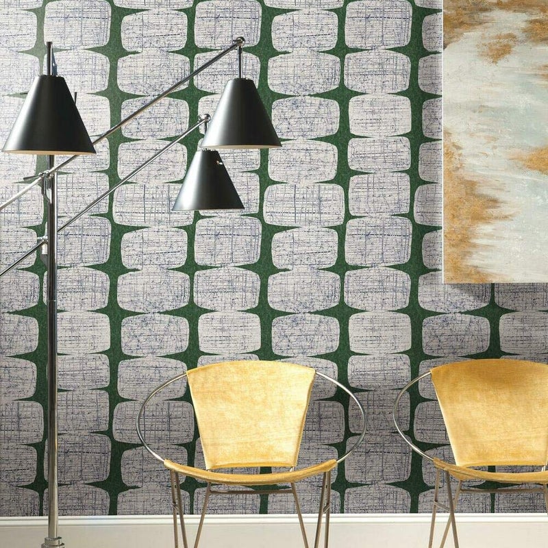 RoomMates RMK11619RL Mid-Century Beads Green and White Peel and Stick Wallpaper - Image 2